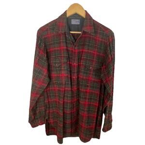 Vintage 60s 1962 Pendleton Red Green Plaid Virgin Wool Shirt Men's 15 1/2 Med.